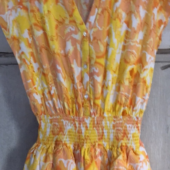 TART elastic waist V neck sunshine color mini dress Size M sleeveless - Picture 6 of 11